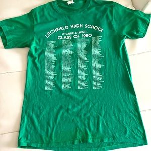 Vintage Litchfield high Minnesota class of 1980 green tee shirt